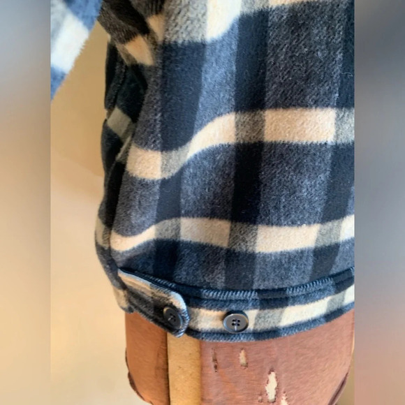 Joie Camel Black tan Plaid coat jacket Brushed Flannel Cropped  Shacket Large - Picture 7 of 9